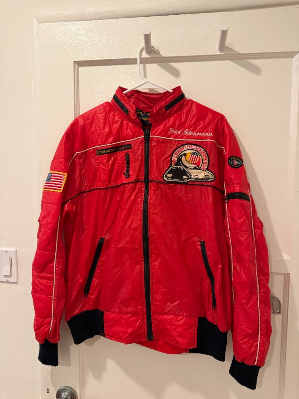 Style Auto California Red Racing Jacket USA Patch Motorsport Y2K
